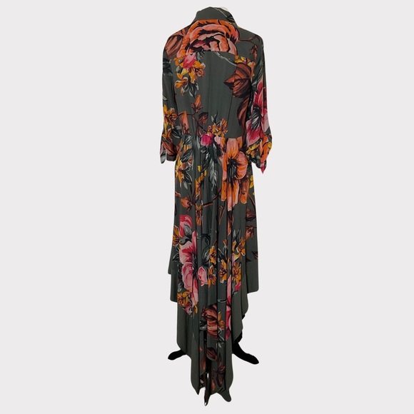 Soft Surroundings Green Provincia Maxi Dress | Floral | Handkerchief Hem | XS - Picture 3 of 11